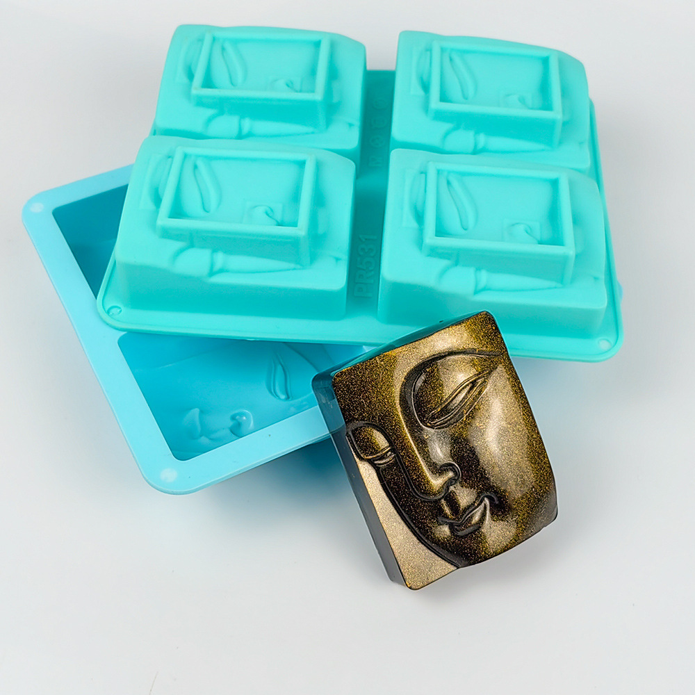 Candle Supplies Storage - 4 Holes Buddha Portrait Soap Mold