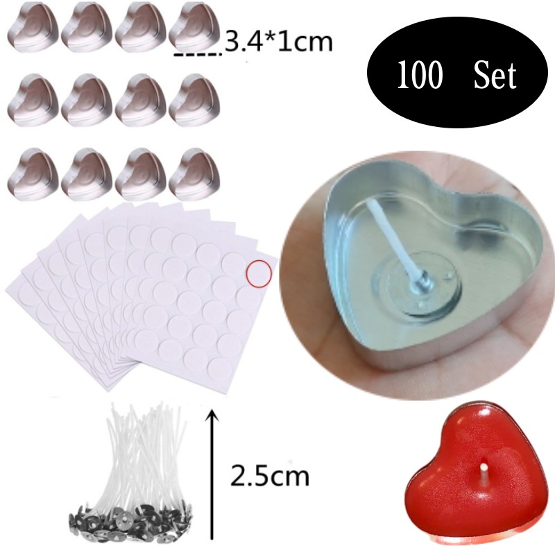 100 Sets Heart shaped Empty Al - огляд і ціна Candle Supplies Storage